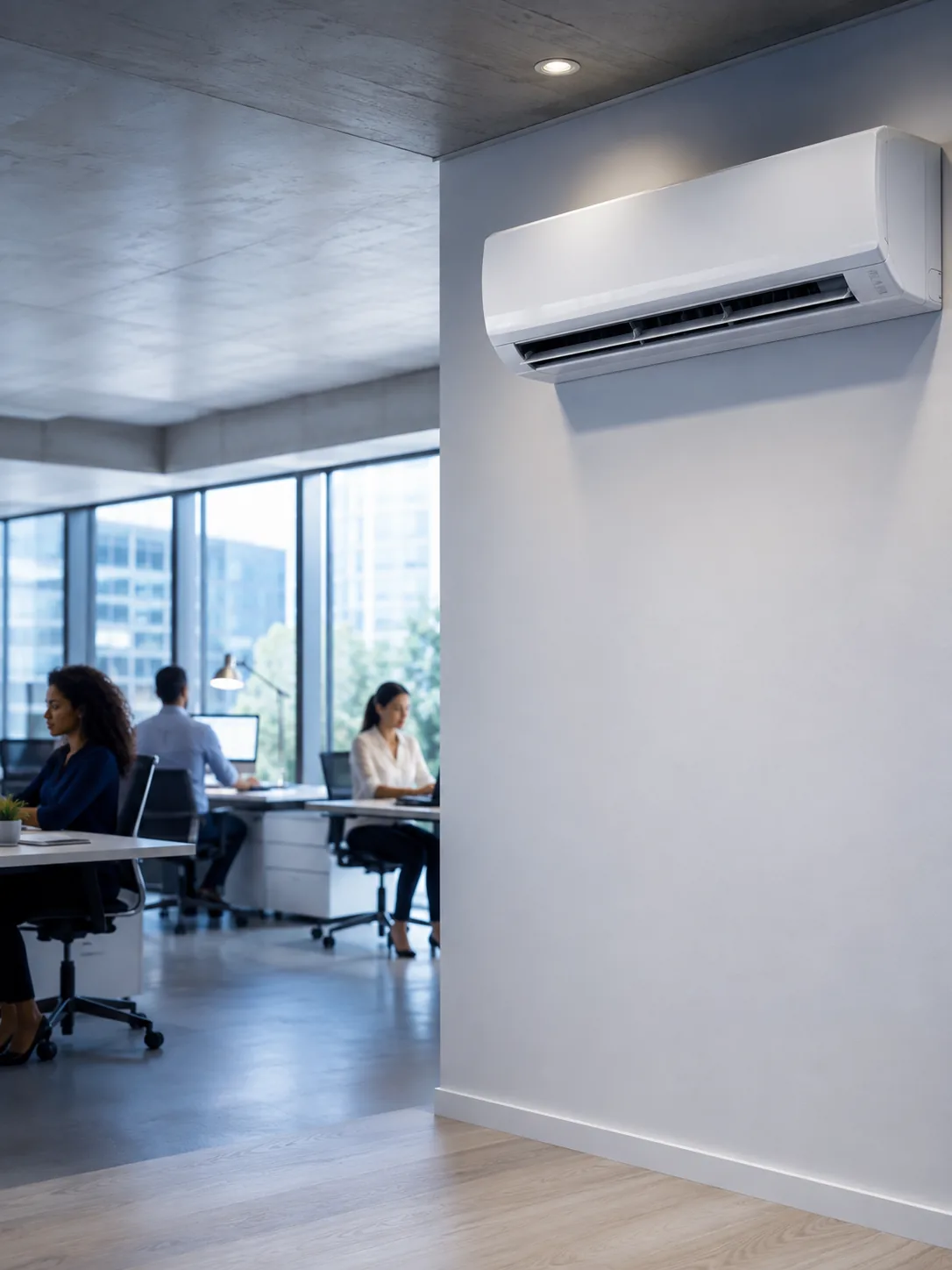 Escritório climatizado com split de parede